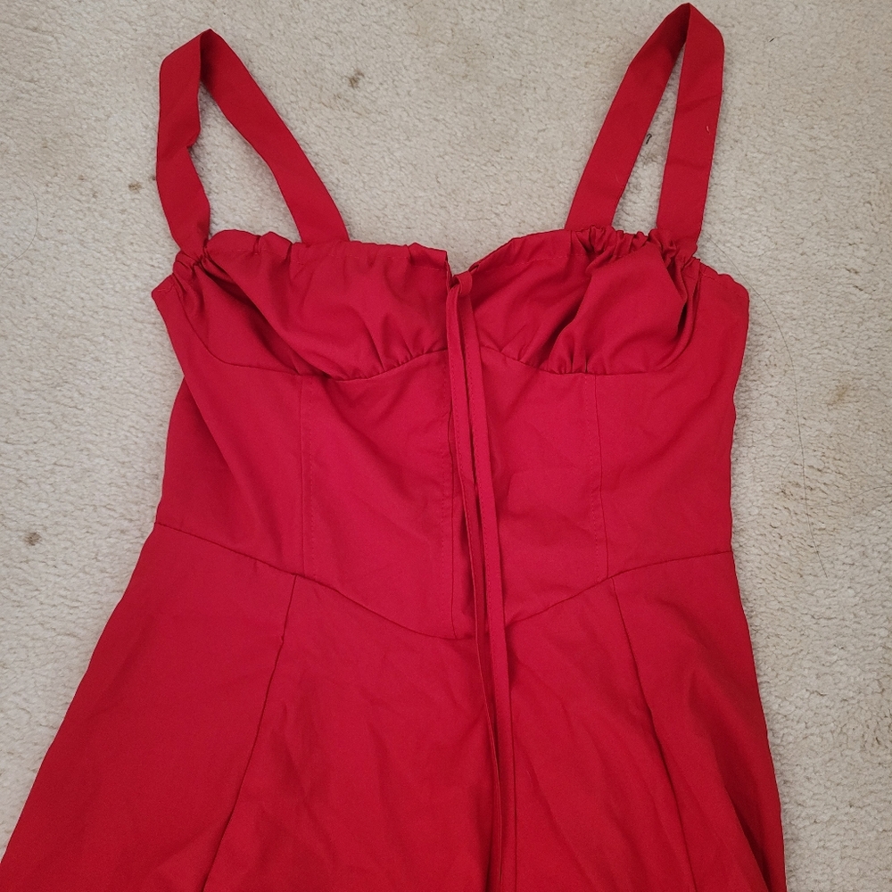 Romantic Red Sleeveless Dress